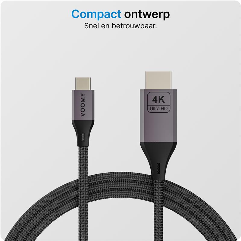 Voomy Connect C4 - USB C naar HDMI Kabel - 4k 60hz Ultra HD - 2 Meter