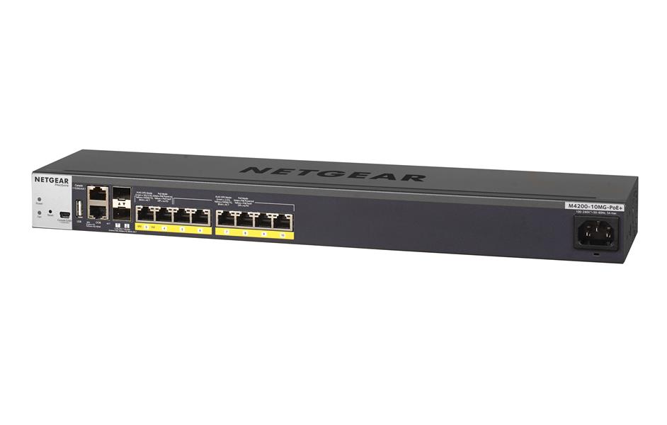Netgear ProSAFE Managed Switch - GSM4210P - Wave 2 - 240W PoE budget & 8-port PoE+ full provisioning + 2 x 10G SFP+ poorten