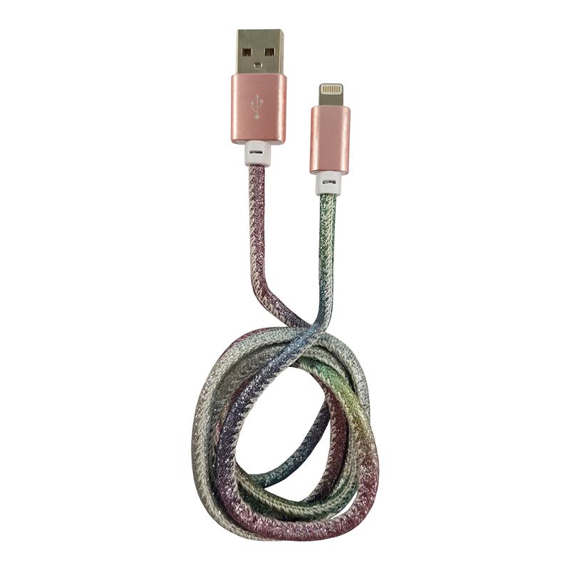 LC-Power LC-C-USB-Lightning-1M-4 MFI USB A to Lightning cable disco glitter 1m