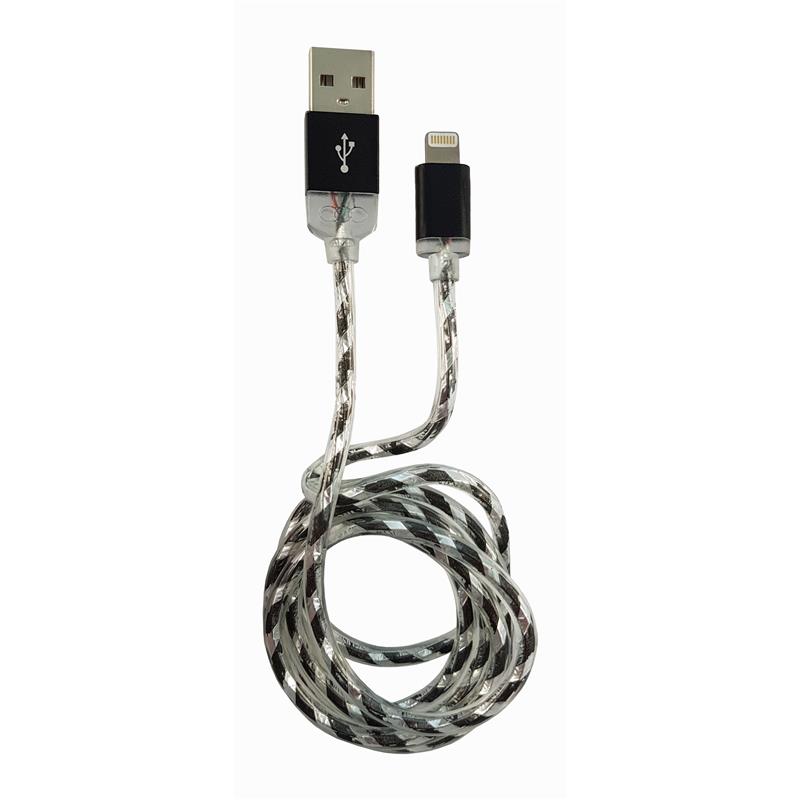 LC-Power LC-C-USB-Lightning-1M-8 MFI USB A to Lightning cable black silver 1m
