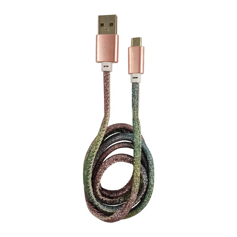 LC-Power LC-C-USB-MICRO-1M-4 USB A to micro USB cable disco glitter 1m