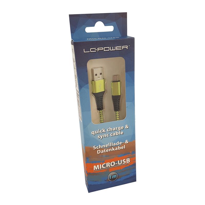 LC-Power LC-C-USB-MICRO-1M-7 USB A to Micro USB cable green grey 1m