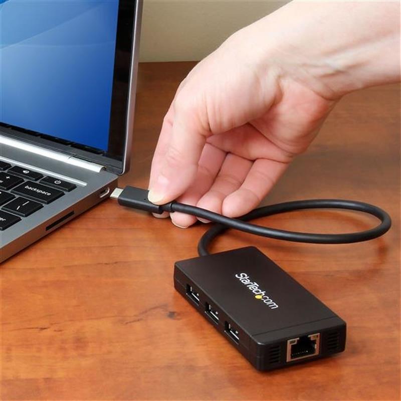 StarTech.com 3 Poorts USB 3.0 Hub met Gigabit Ethernet USB-C inclusief voedingsadapter