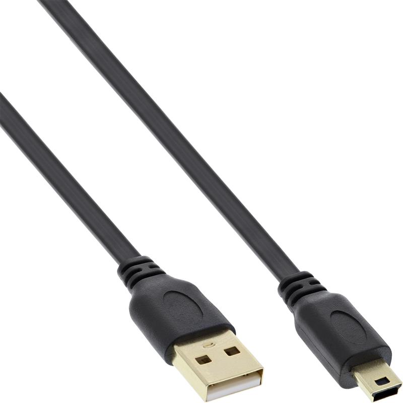 InLine Mini-USB 2 0 Flatkabel USB A Male naar Mini Male 5m