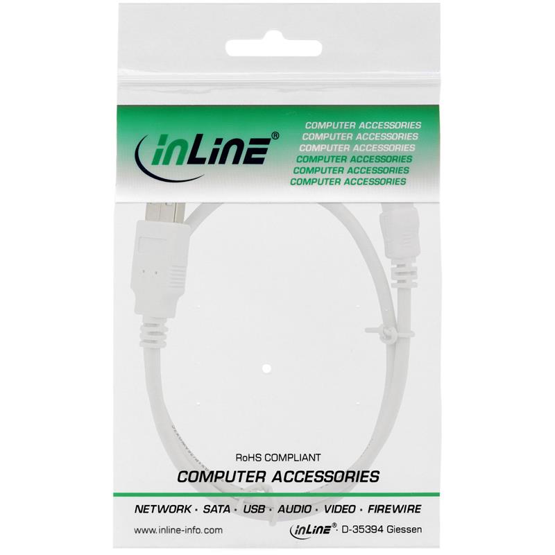 InLine USB 2 0 Mini Cable Type A male to Mini-B male 5 Pin white 0 5m