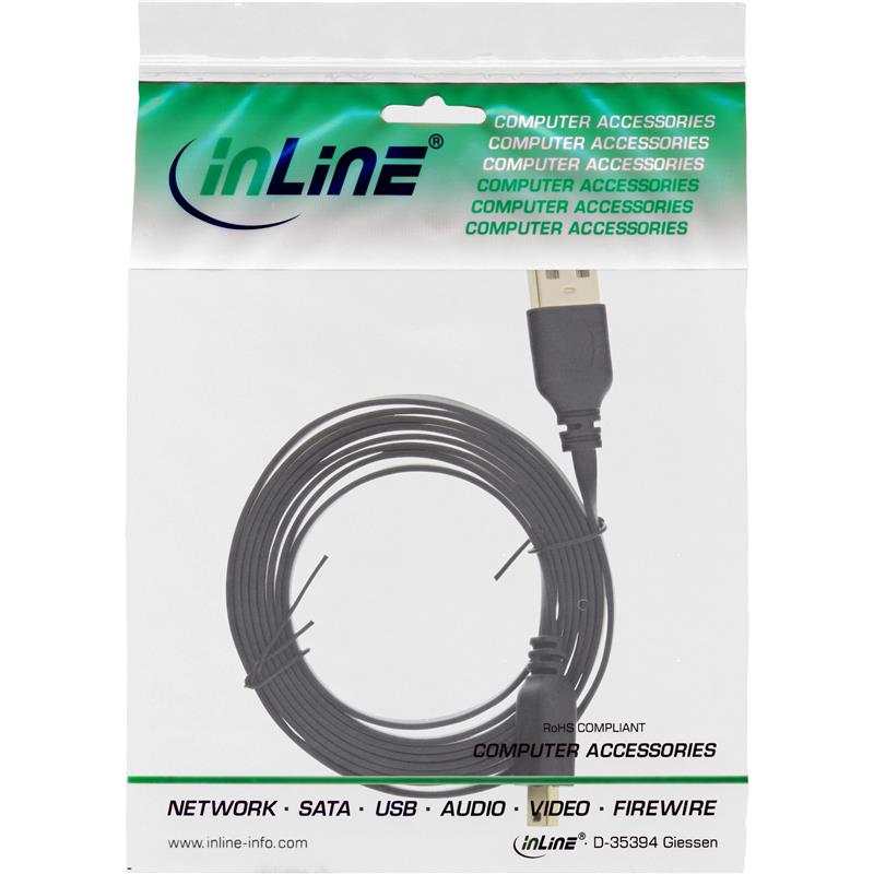 InLine Mini-USB 2 0 Flatkabel USB A Male naar Mini Male 5m
