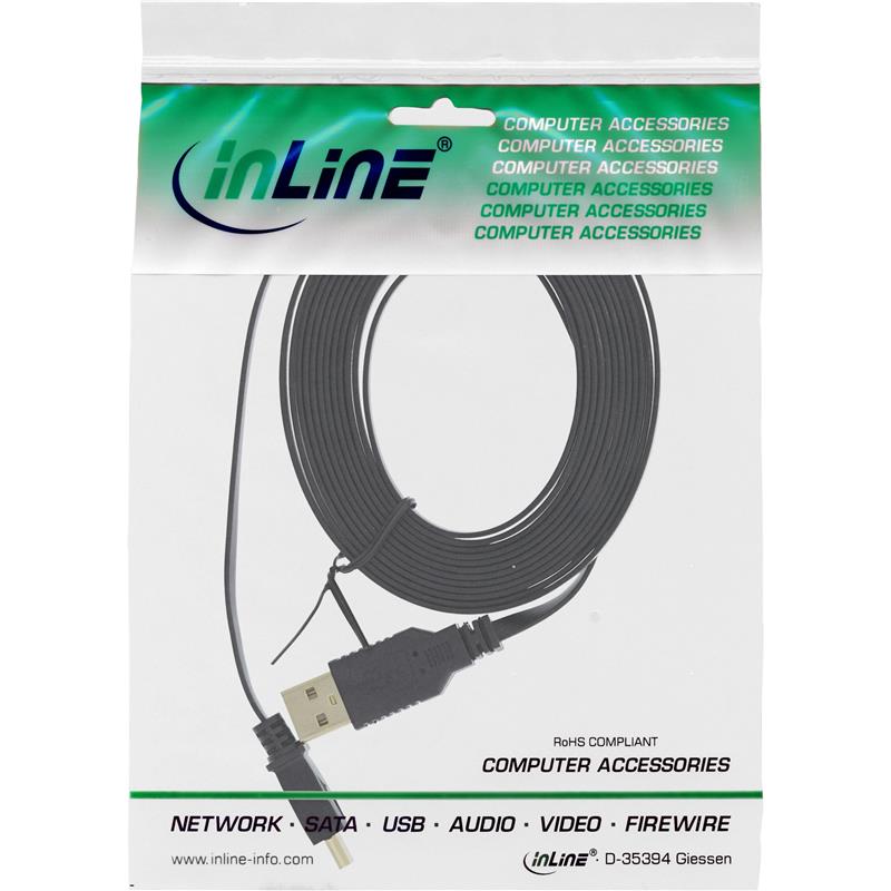 InLine Mini-USB 2 0 Flatkabel USB A Male naar Mini Male 3m