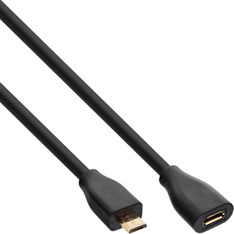 InLine Micro-USB extension cable USB 2 0 Micro-B M F black gold 5m