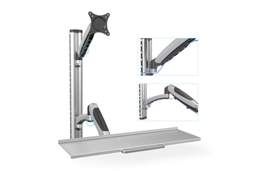 Workstation Monitor - Keyboard Wall Mount 27 inch - 6 kg - VESA 75x75 - 100x100 - silver