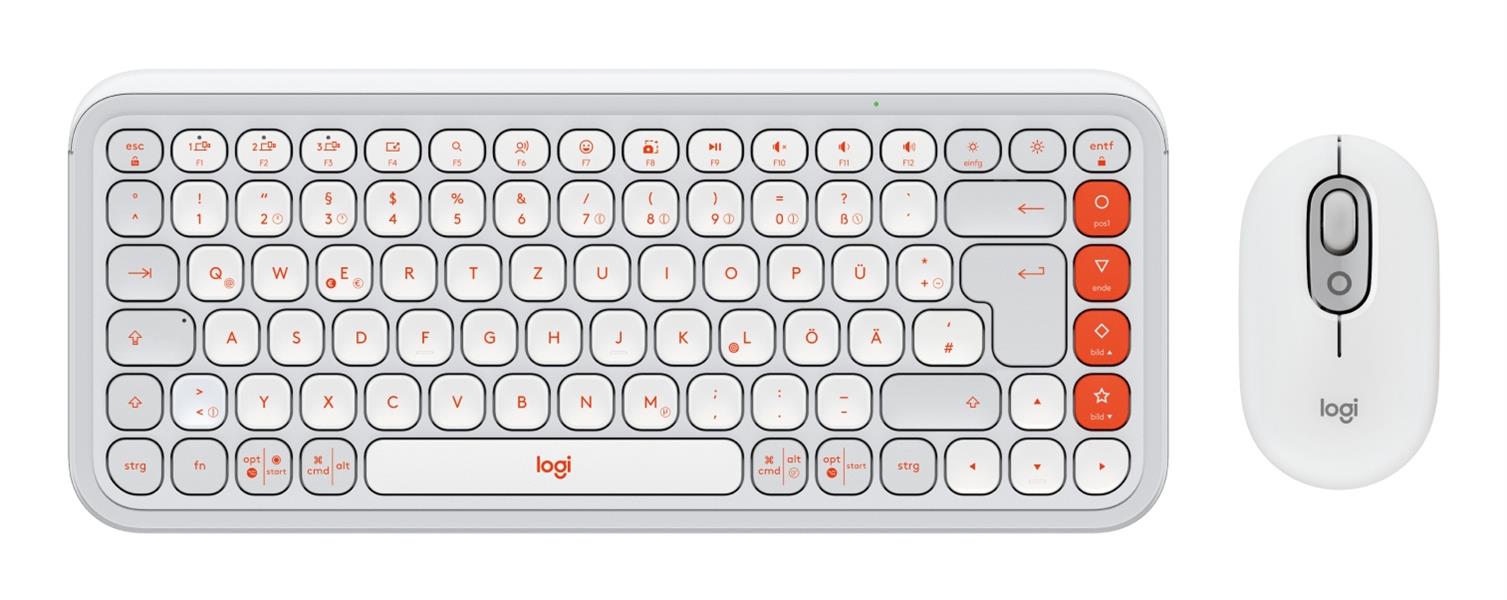 Logitech POP Icon Combo toetsenbord Inclusief muis Universeel Bluetooth QWERTZ Duits, US International Oranje, Wit