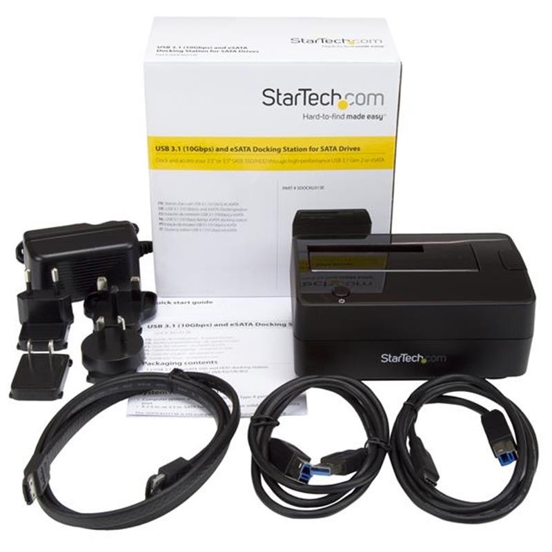 StarTech.com Schijf docking station voor 2.5 / 3.5"" SATA Drives USB 3.1 (USB-A, USB-C) of eSATA