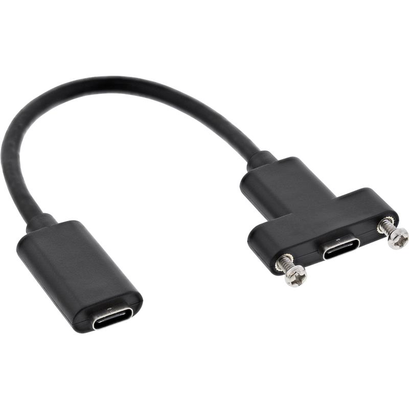InLine USB 3 2 Gen 2 C female to female with flange cable 0 2m black