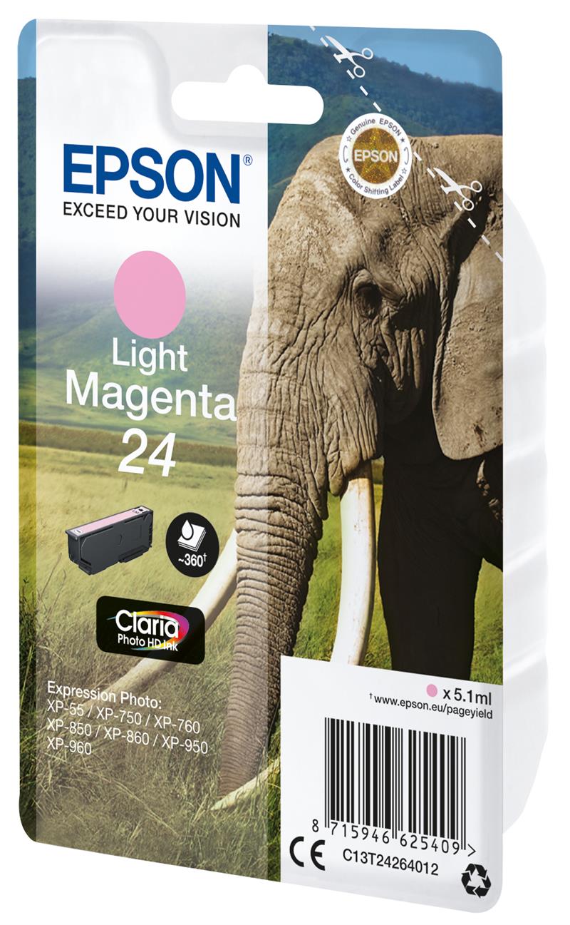 Epson Elephant Singlepack Light Magenta 24 Claria Photo HD Ink