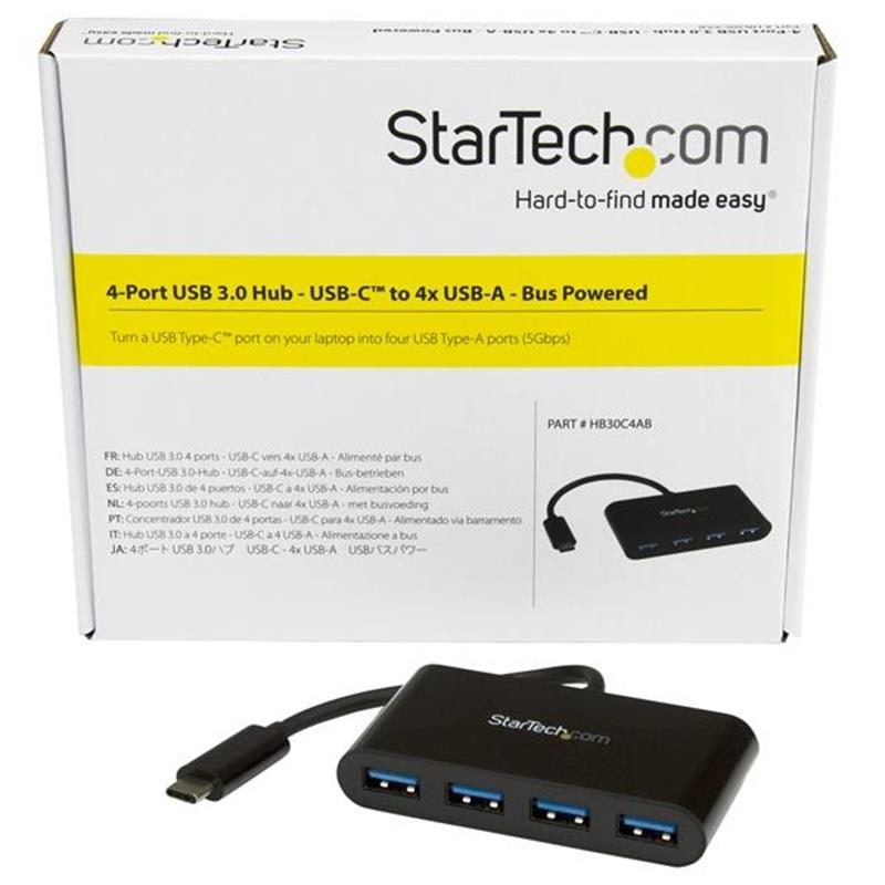 StarTech.com 4 poorts USB 3.0 hub USB-C naar 4x USB-A met busvoeding