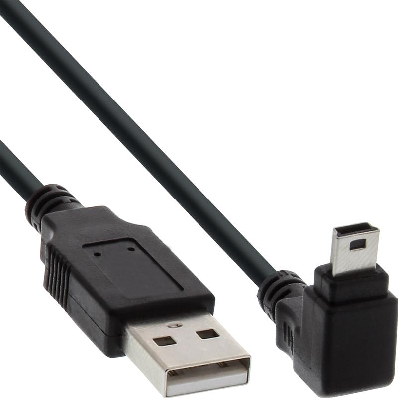 InLine USB Type A male to Mini-USB male 5 Pin down angled 90° black 0 3m