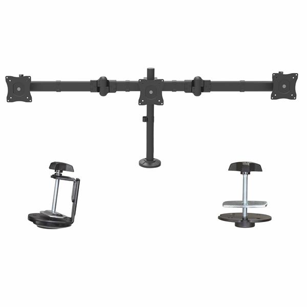 StarTech.com Triple Monitor Arm, Ergonomische VESA Monitor Beugel voor 3 Schermen tot 27"", Scharnierend en in Hoogte Verstelbaar langs Verticale Arm,