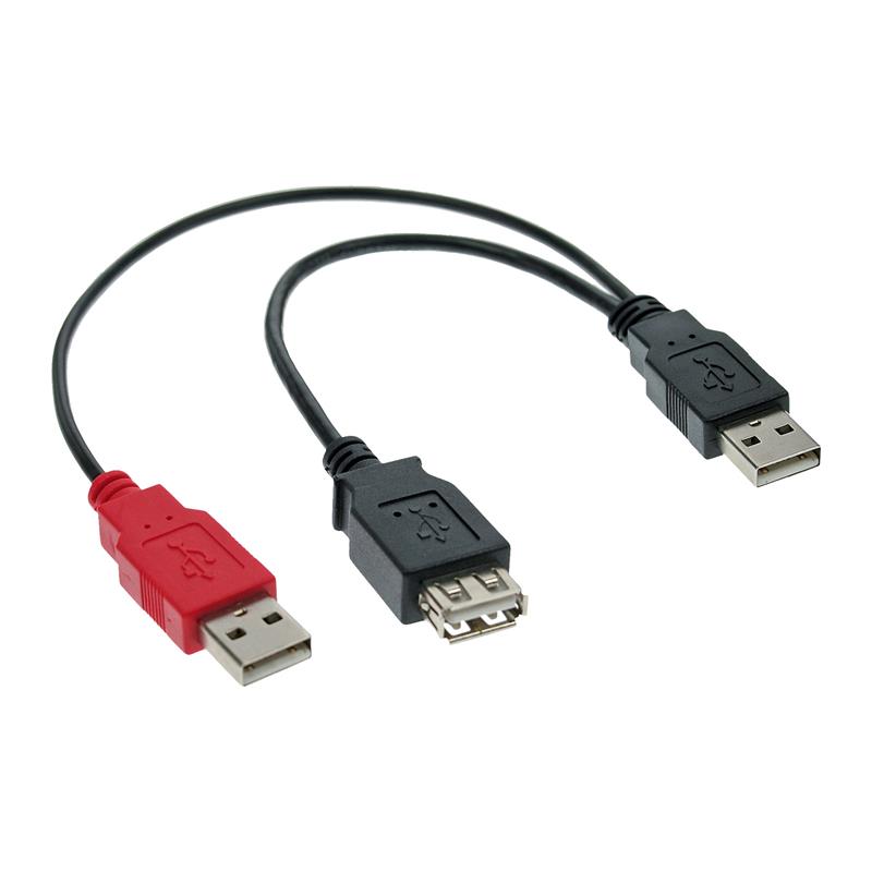 InLine USB 2 0 Y-verbindingskabel 2x stekker A naar socket A 0 2m