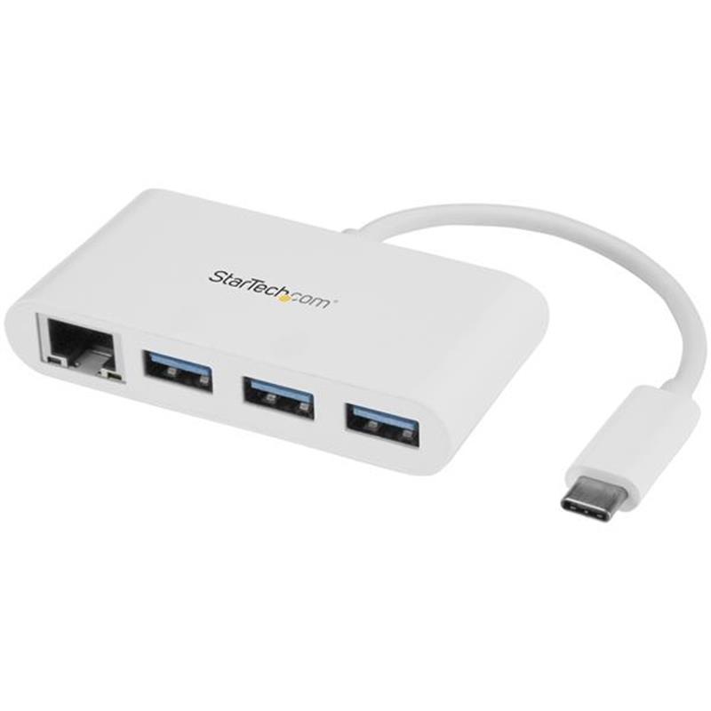 StarTech.com 3-poorts USB 3.0 Hub met Gigabit Ethernet USB-C wit