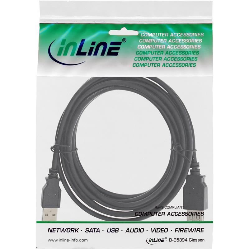 InLine USB 2 0 kabel zwart A M V 0 5m