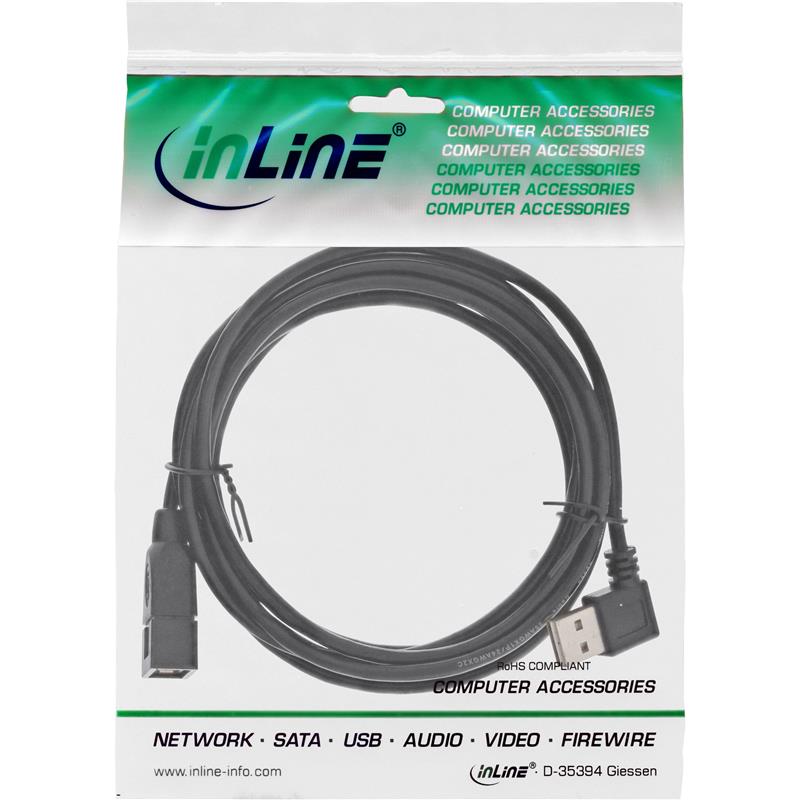 InLine USB 2 0 Smart Cable angled reversible Type A male to female black 1m