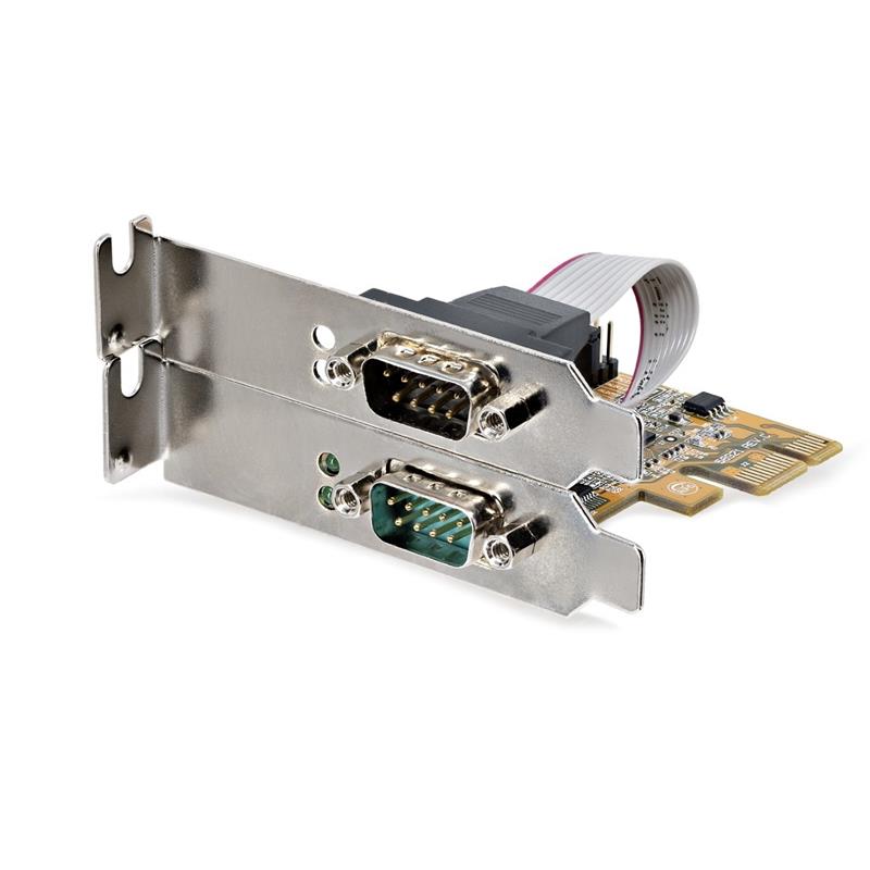 StarTech.com 2-Port PCI Express Seriële Interface Kaart, Dual Port PCIe naar RS232 (DB9) Seriële Kaart, 16C1050 UART, Low/Full Profile Beugels, COM Re