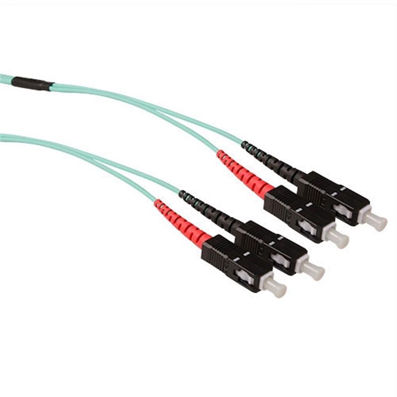 ACT RL5305 Glasvezel kabel 50 m 2x SC OM3 Zwart, Blauw, Rood