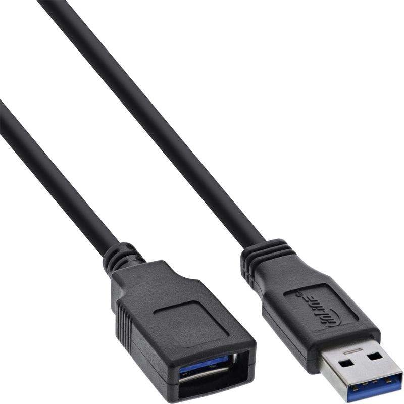 InLine USB 3 0 kabel AM AF zwart 3m