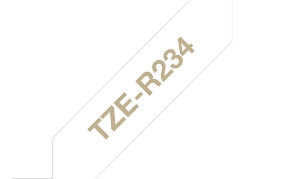 Brother TZE-R234 labelprinter-tape Goud op wit