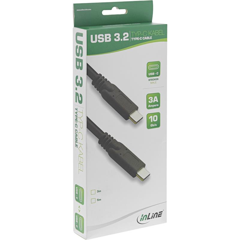 InLine USB 3 2 Gen 1x2 Cable USB Type-C male male black 3m