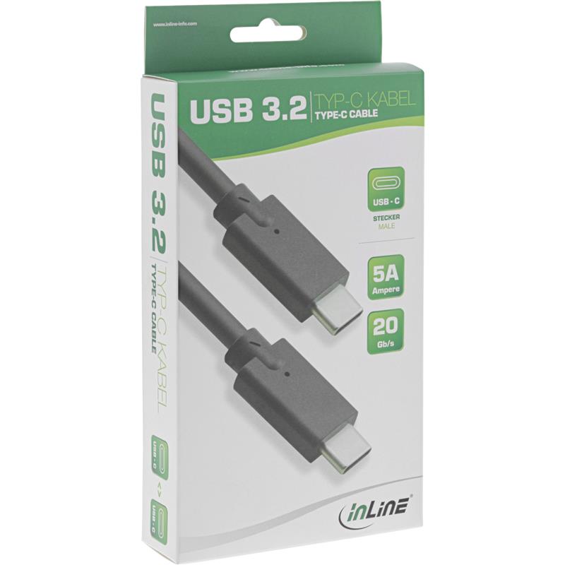 InLine USB 3 2 Gen 2 Cable USB Type-C male male black 0 5m