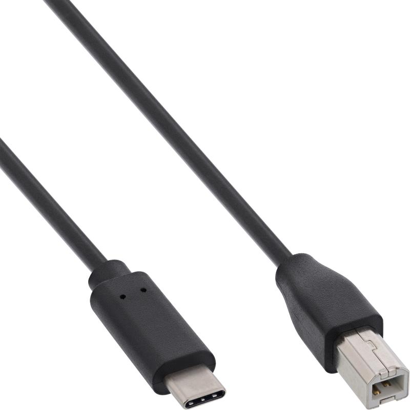 InLine USB 2 0 Cable Type C male to B male black 1m