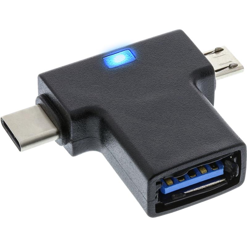 InLine USB 3 1 2 0 OTG T-Adapter Type C male or Micro-USB to A female