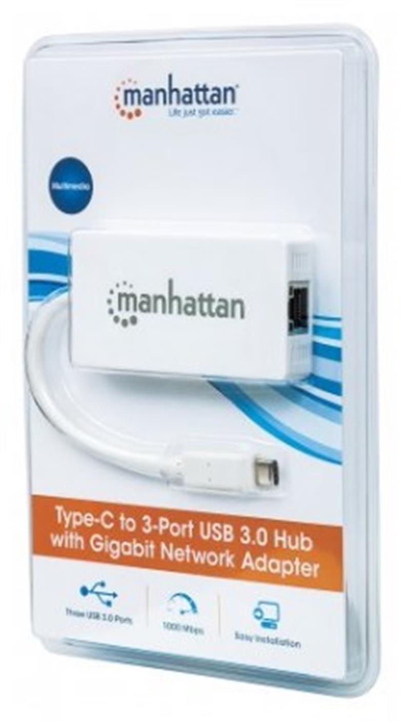 Manhattan 507608 notebook dock & poortreplicator USB 3.2 Gen 1 (3.1 Gen 1) Type-C Wit