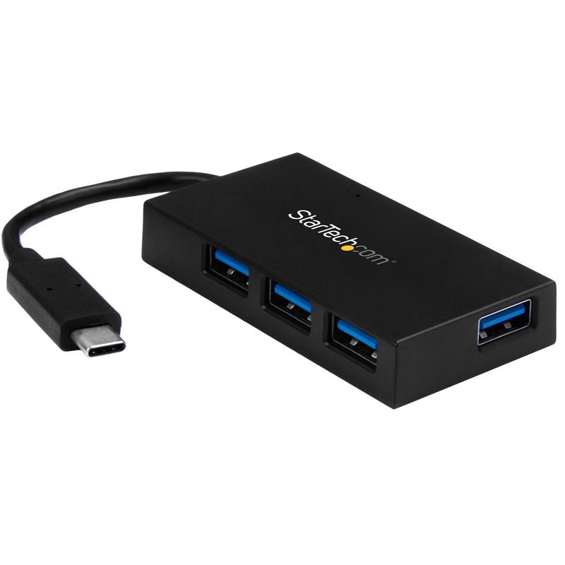 StarTech.com 4 Port USB-C Hub, USB Type-C Hub met 4x USB-A (USB 3.0/3.1 Gen 1 SuperSpeed 5Gbps), USB Bus of Self Powered, Draagbare USB-C naar USB-A B