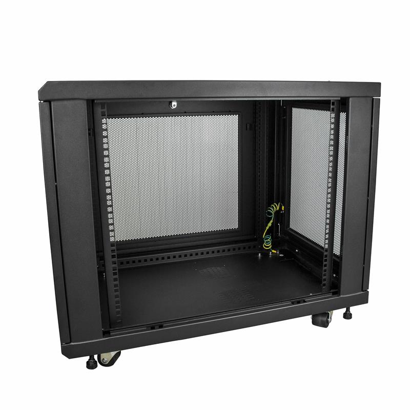 StarTech.com 12U 19” Server Rack Cabinet, 4 Post, Verstelbare Diepte (5 tot 76cm), IT Rack voor Netwerkapparatuur op Wielen met Schap & Kabel Manageme