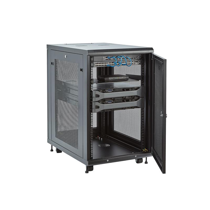 StarTech.com 18U 19” Server Rack Cabinet, 4 Post, Verstelbare Diepte (5 tot 76cm), IT Rack voor Netwerkapparatuur op Wielen met Schap & Kabel Manageme