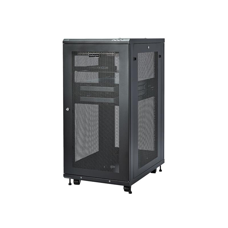 StarTech.com 24U 19” Server Rack Cabinet, 4 Post, Verstelbare Diepte (5 tot 76cm), IT Rack voor Netwerkapparatuur op Wielen met Schap & Kabel Manageme