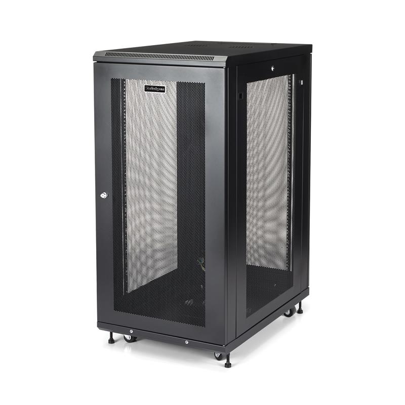 StarTech.com 24U 19” Server Rack Cabinet, 4 Post, Verstelbare Diepte (5 tot 76cm), IT Rack voor Netwerkapparatuur op Wielen met Schap & Kabel Manageme