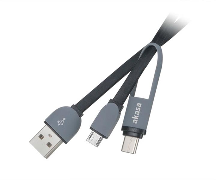 Akasa USB Sync Charge Cable 2in1 USB A - Micro USB B USB C 1m *USBAM *MUSBBM *USBCM