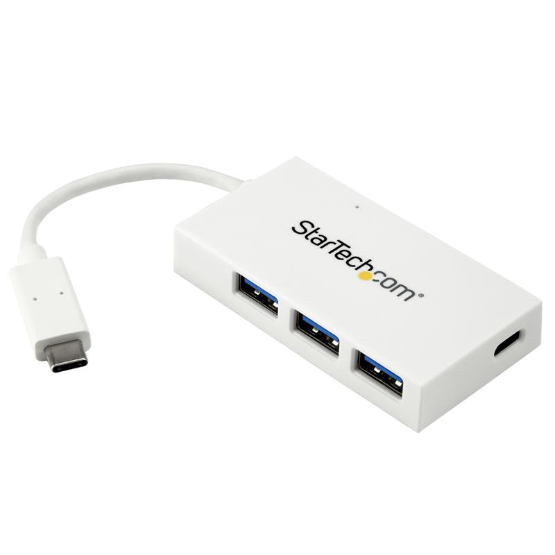 StarTech.com 4 poorts USB-C hub USB-C naar 1x USB-C en 3x USB-A USB 3.0 hub wit