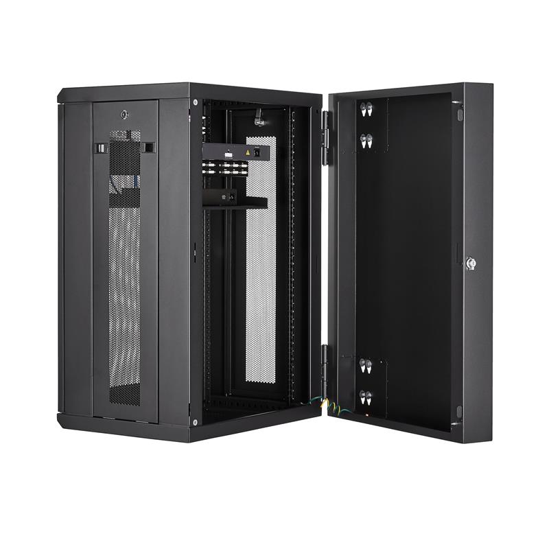 StarTech.com 18U 19"" Wandmonteerbaar Netwerk Cabinet, Diepte 40cm (16""), Afsluitbaar IT Rack voor Netwerk Switch/Apparatuur, Geventileerd Data Rack 