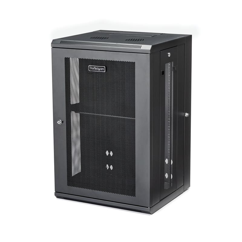 StarTech.com 18U 19"" Wandmonteerbaar Netwerk Cabinet, Diepte 40cm (16""), Afsluitbaar IT Rack voor Netwerk Switch/Apparatuur, Geventileerd Data Rack 