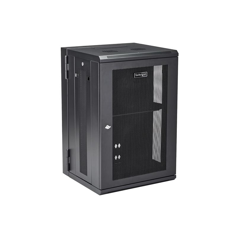 StarTech.com 18U 19"" Wandmonteerbaar Netwerk Cabinet, Diepte 40cm (16""), Afsluitbaar IT Rack voor Netwerk Switch/Apparatuur, Geventileerd Data Rack 