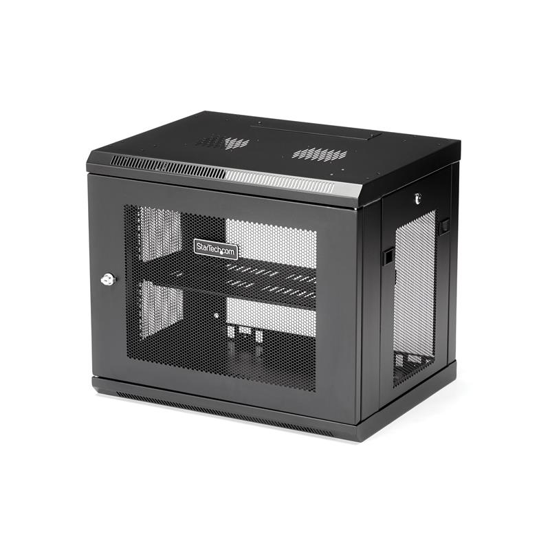 StarTech.com 9U 19"" Wandmonteerbaar Netwerk Cabinet, Verstelbare Diepte (16 tot 18cm), 2 Post, Vergrendelbaar & Geventileerde IT Netwerk Switch Rack 