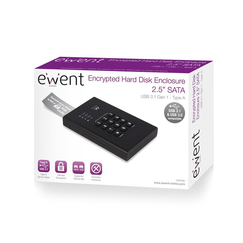 Ewent EW7040 behuizing voor opslagstations 2.5"" HDD-/SSD-behuizing Zwart