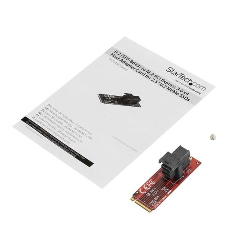 StarTech.com U.2 (SFF-8643) naar M.2 PCI Express 3.0 x4 adapter kaart voor 2.5” U.2 NVMe SSD