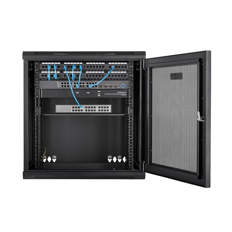 StarTech.com 12U 19"" Wandmonteerbaar Netwerk Cabinet, Diepte 40cm (16""), Afsluitbaar IT Rack voor Netwerk Switch/Apparatuur, Geventileerd Data Rack 