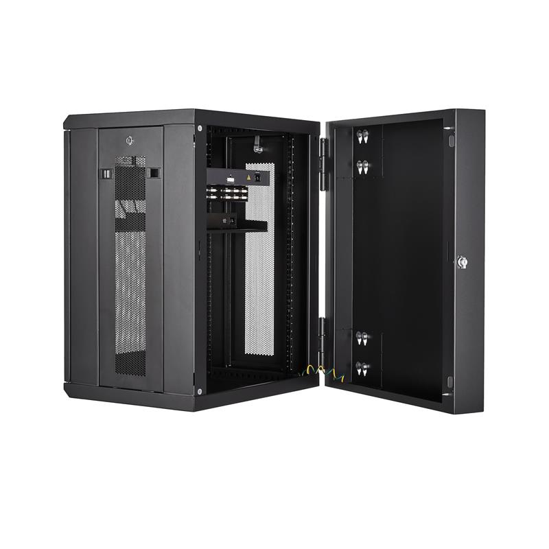 StarTech.com 15U 19"" Wandmonteerbaar Netwerk Cabinet, Diepte 40cm (16""), Afsluitbaar IT Rack voor Netwerk Switch/Apparatuur, Geventileerd Data Rack 