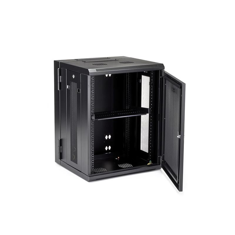 StarTech.com 15U 19"" Wandmonteerbaar Netwerk Cabinet, Diepte 40cm (16""), Afsluitbaar IT Rack voor Netwerk Switch/Apparatuur, Geventileerd Data Rack 