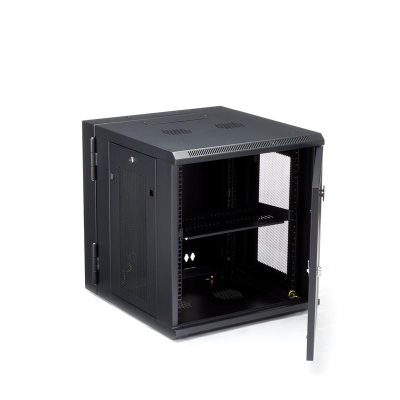 StarTech.com 12U 19"" Wandmonteerbaar Netwerk Cabinet, Diepte 51cm (20""), 4 Post, Afsluitbaar IT Rack met Schap, Geventileerd Data Rack voor Switch, 